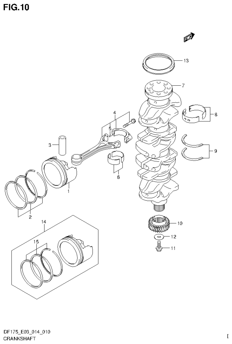 Suzuki DF175ZG CRANKSHAFT parts diagram